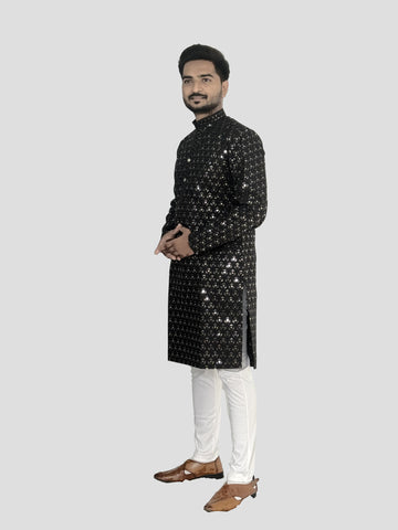 Floral Embroidered Sequence Cotton Kurta