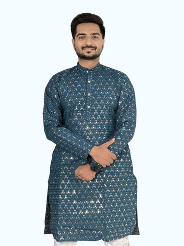 Floral Embroidered Sequence Cotton Kurta