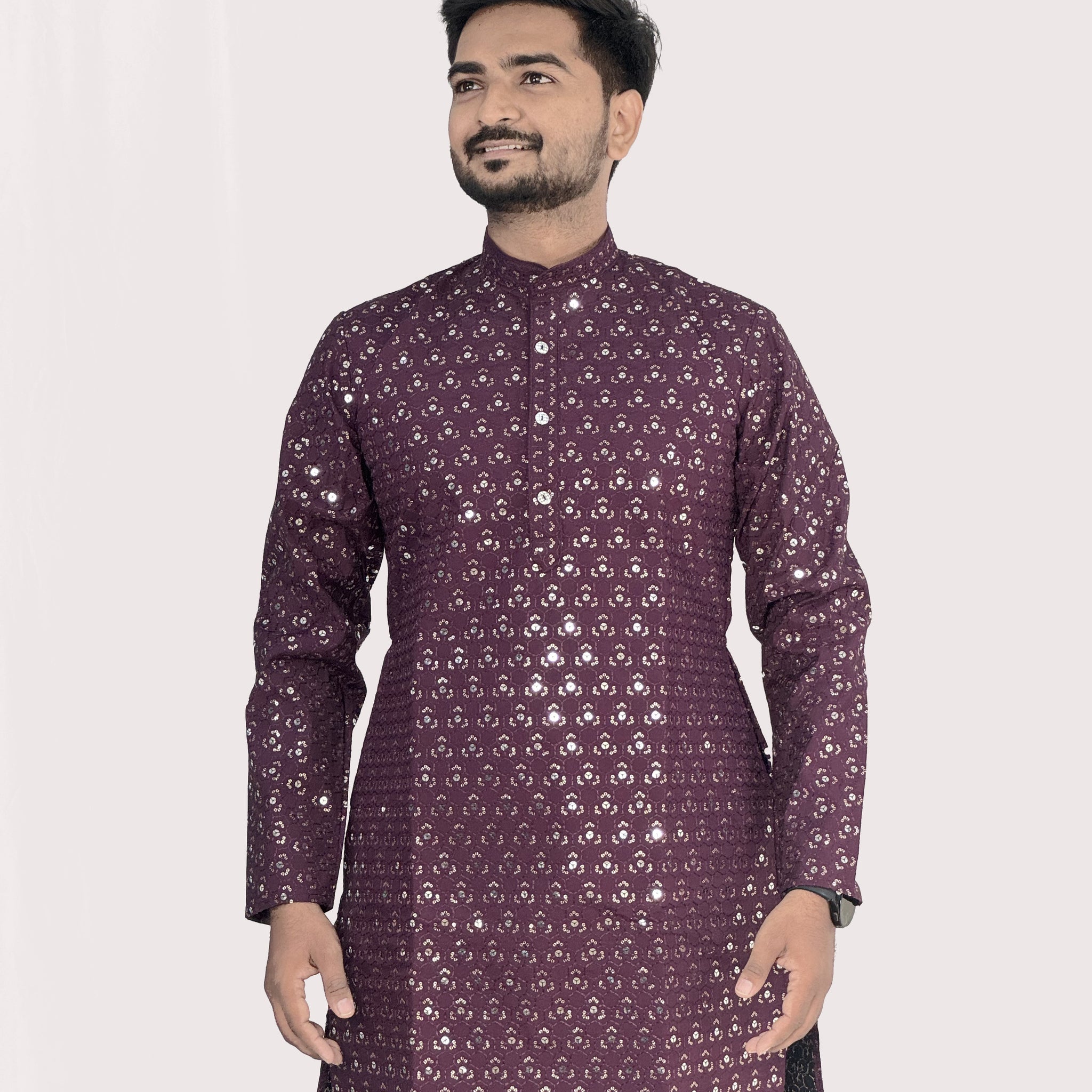 Floral Embroidered Sequence Cotton Kurta