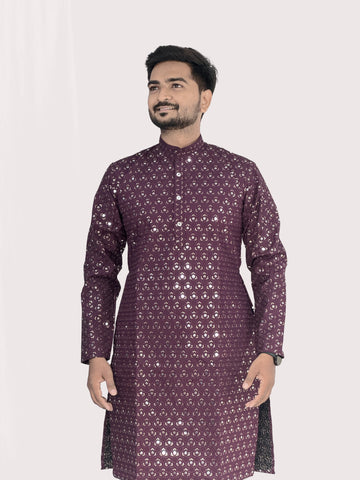 Floral Embroidered Sequence Cotton Kurta