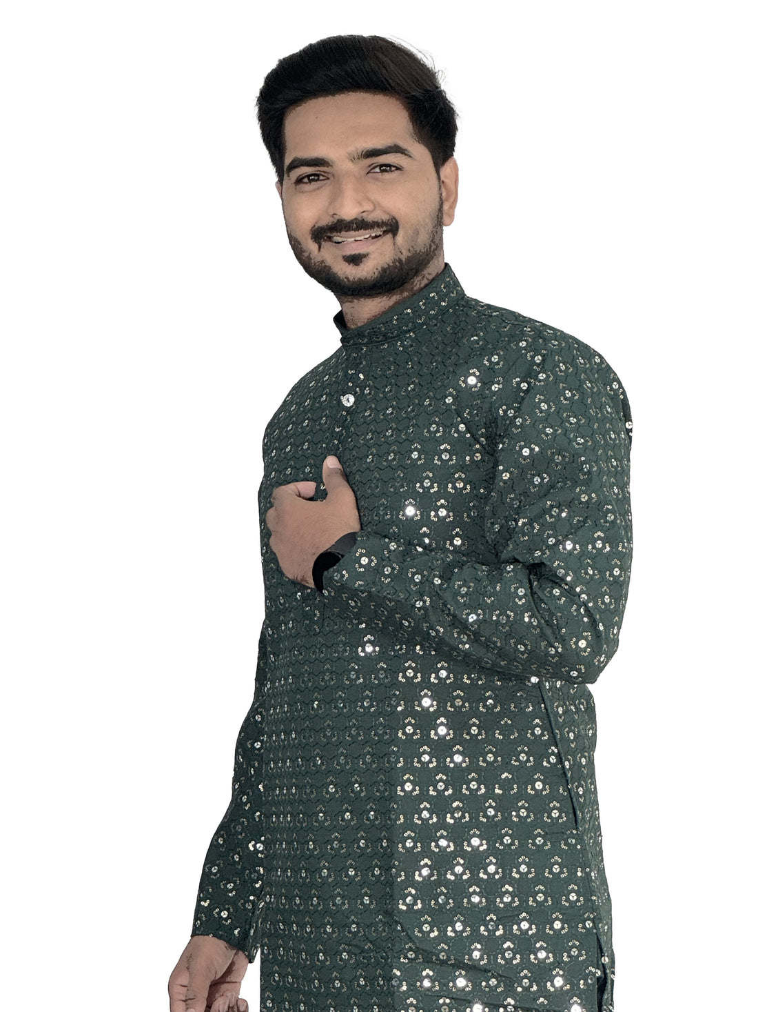 Floral Embroidered Sequence Cotton Kurta