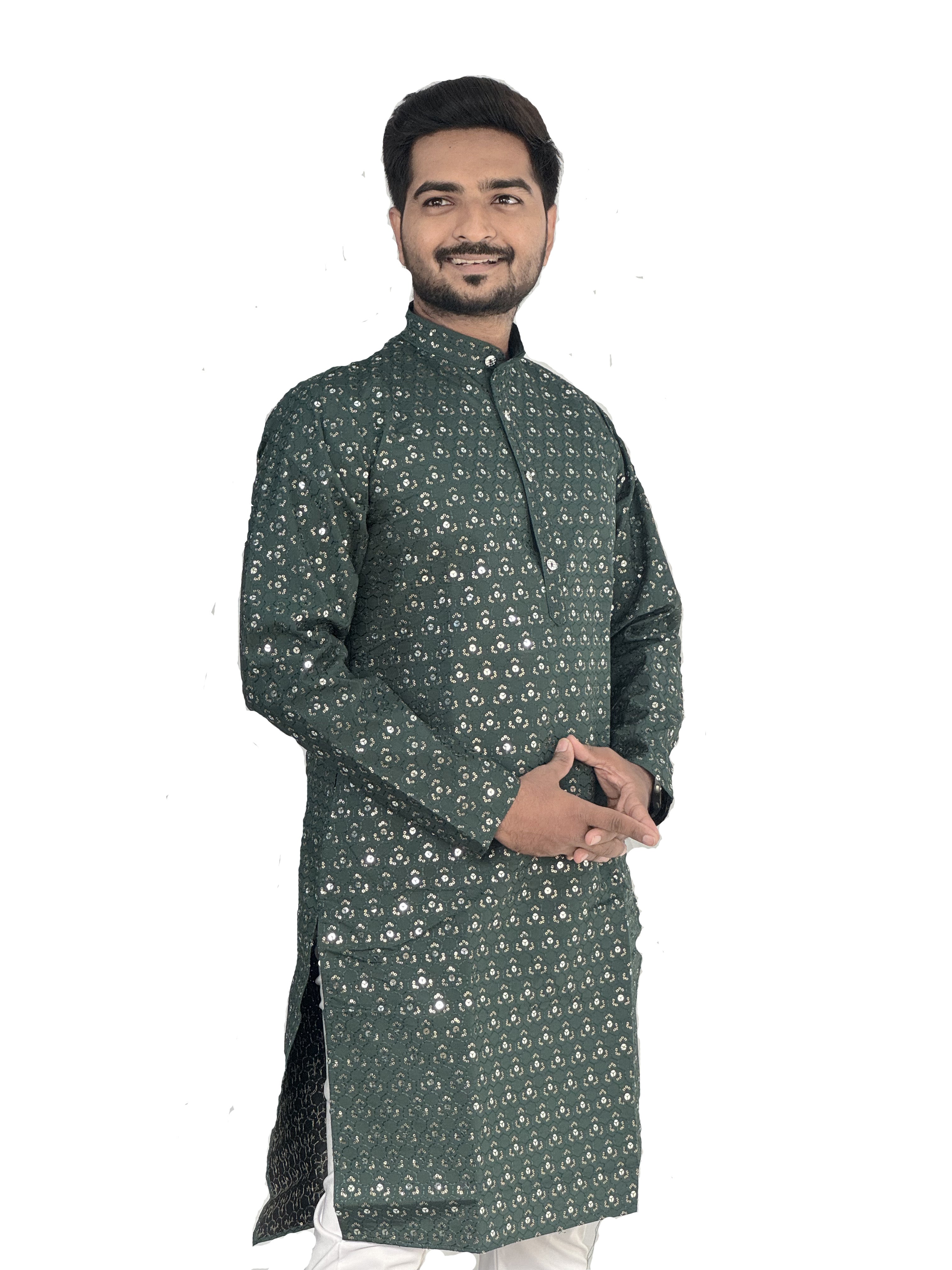 Floral Embroidered Sequence Cotton Kurta