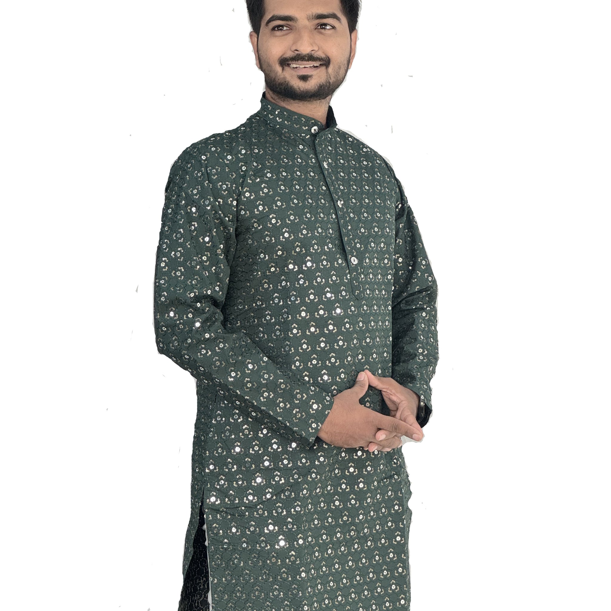 Floral Embroidered Sequence Cotton Kurta