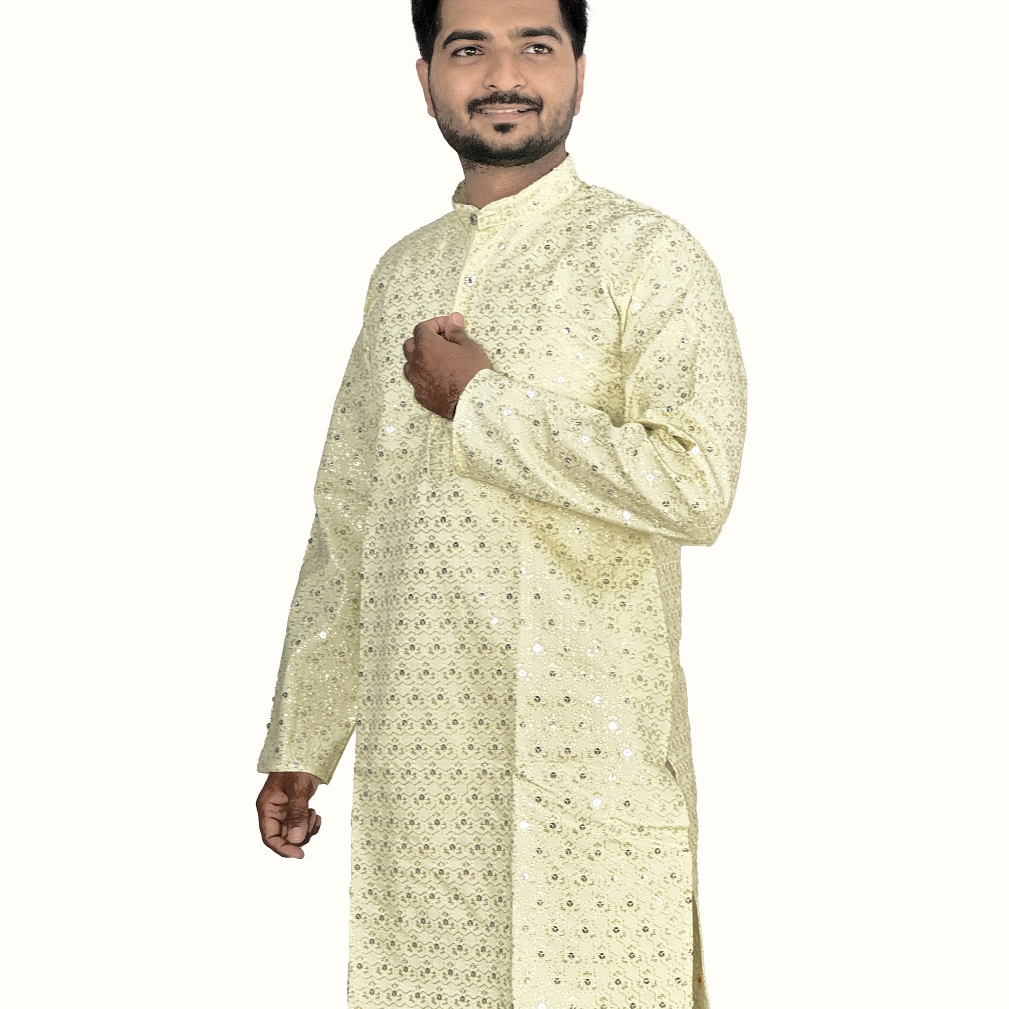 Floral Embroidered Sequence Cotton Kurta