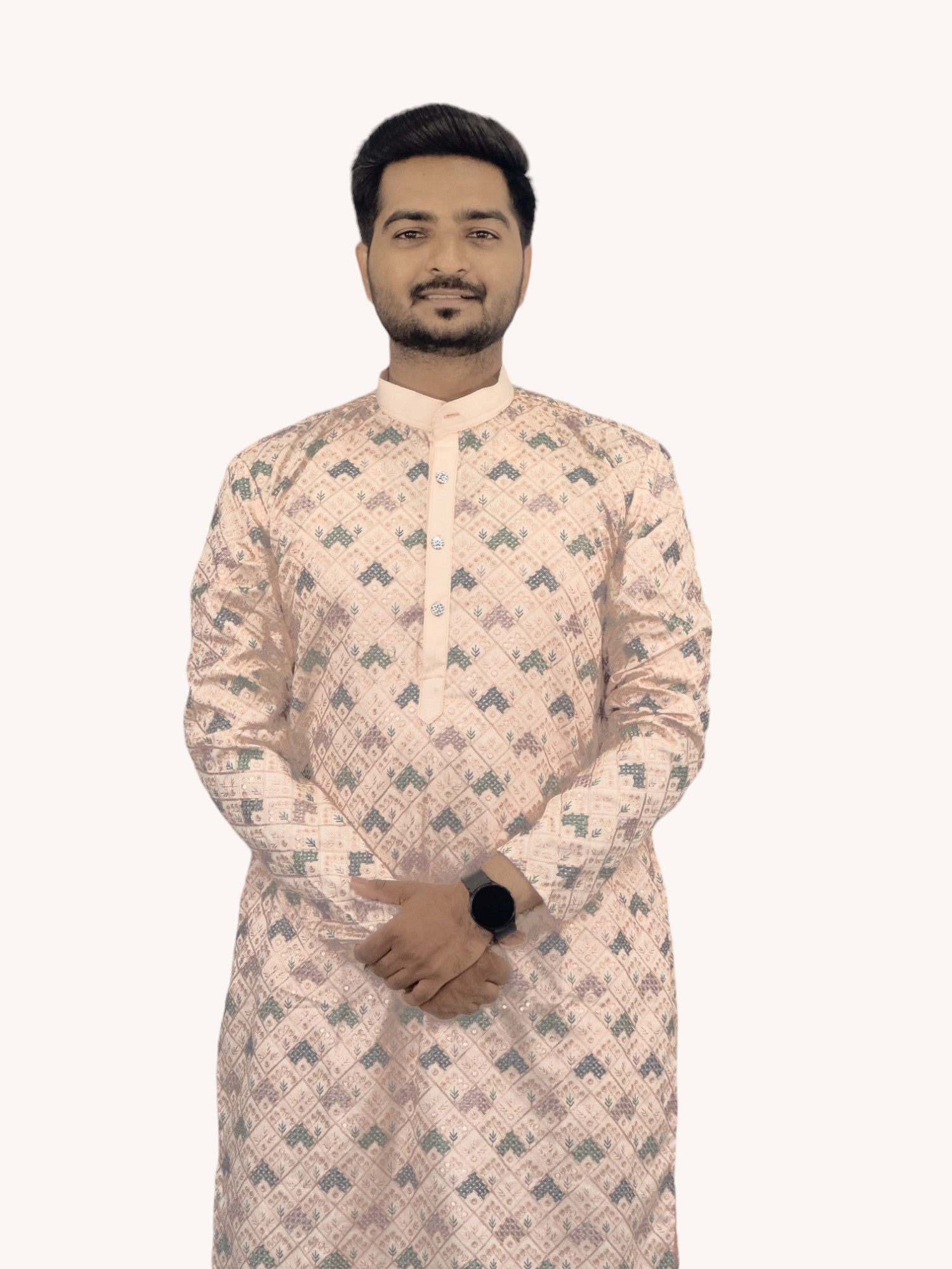 Embroidered Roman Silk Kurta