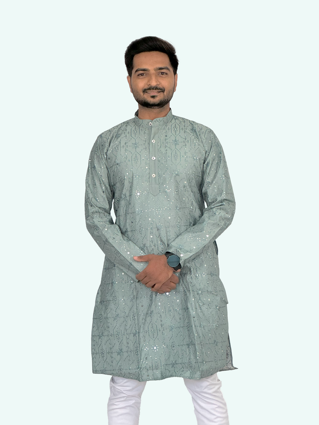 Embroidered Sequinned Rayon Kurta