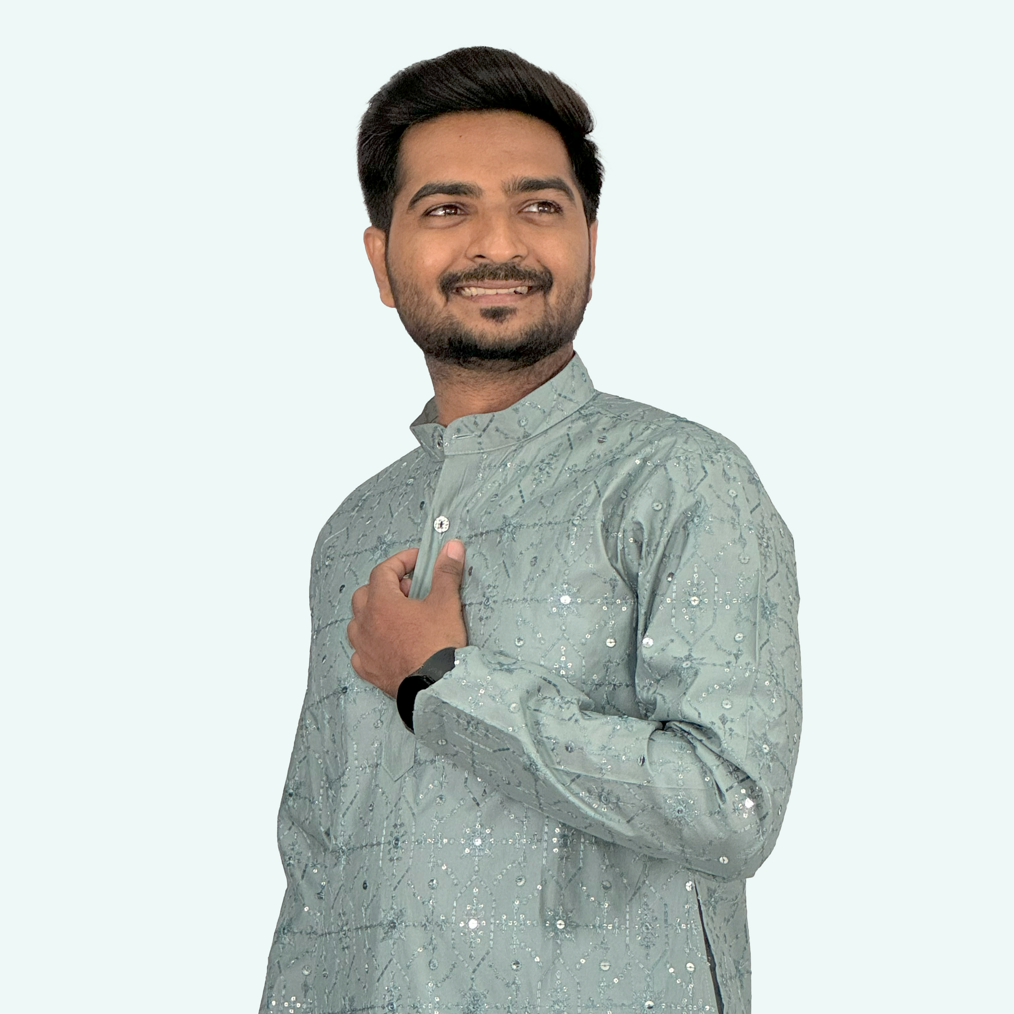 Embroidered Sequinned Rayon Kurta