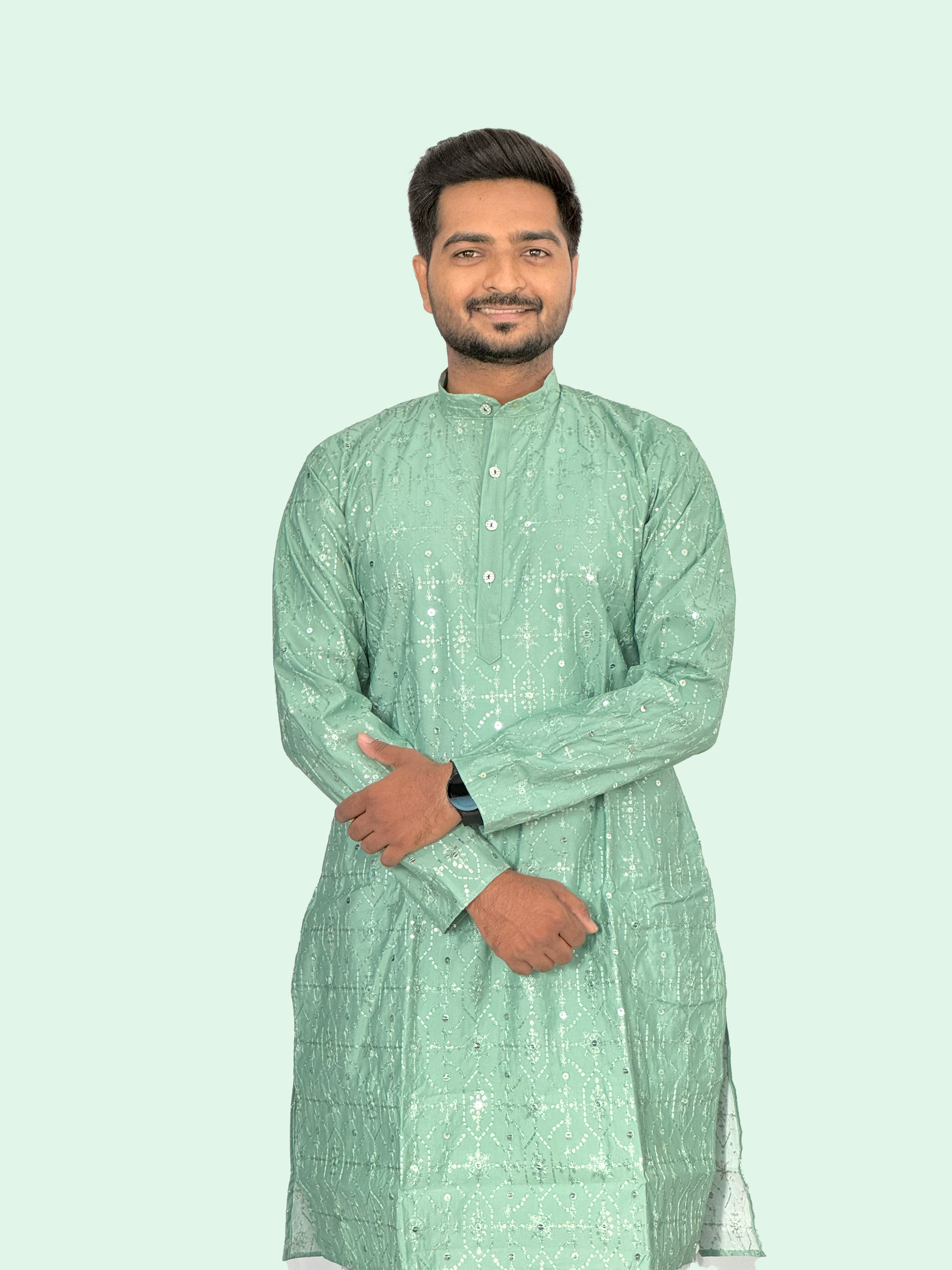 Embroidered Sequinned Rayon Kurta