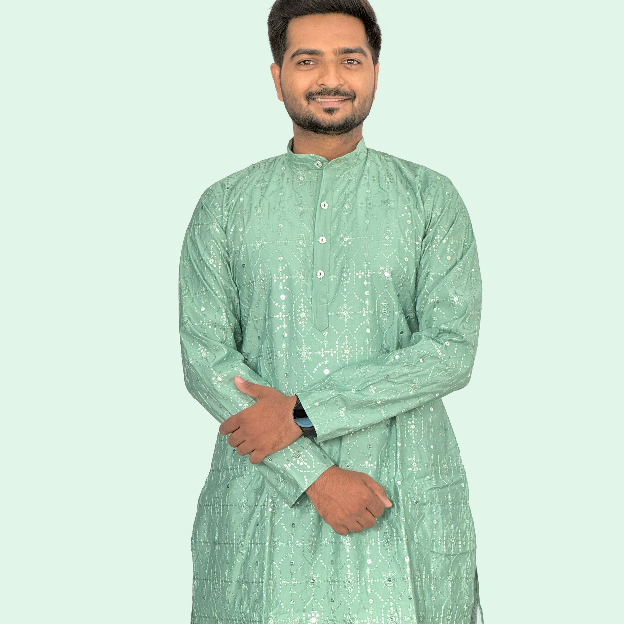 Embroidered Sequinned Rayon Kurta