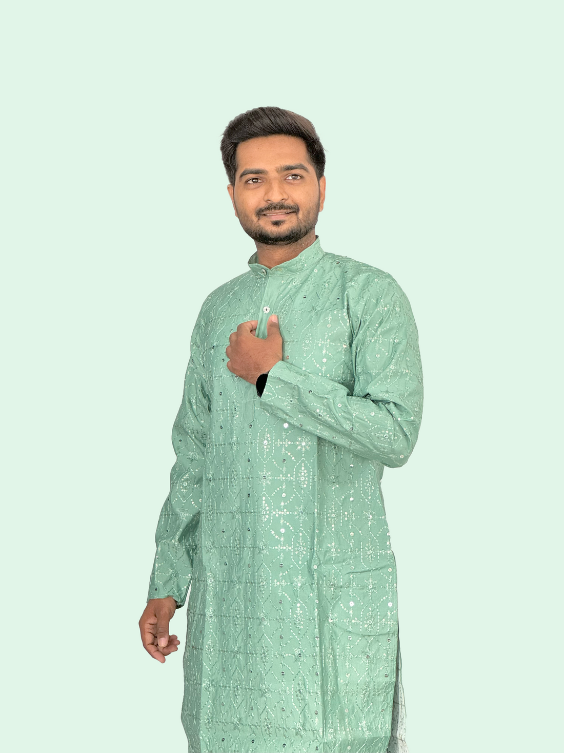 Embroidered Sequinned Rayon Kurta