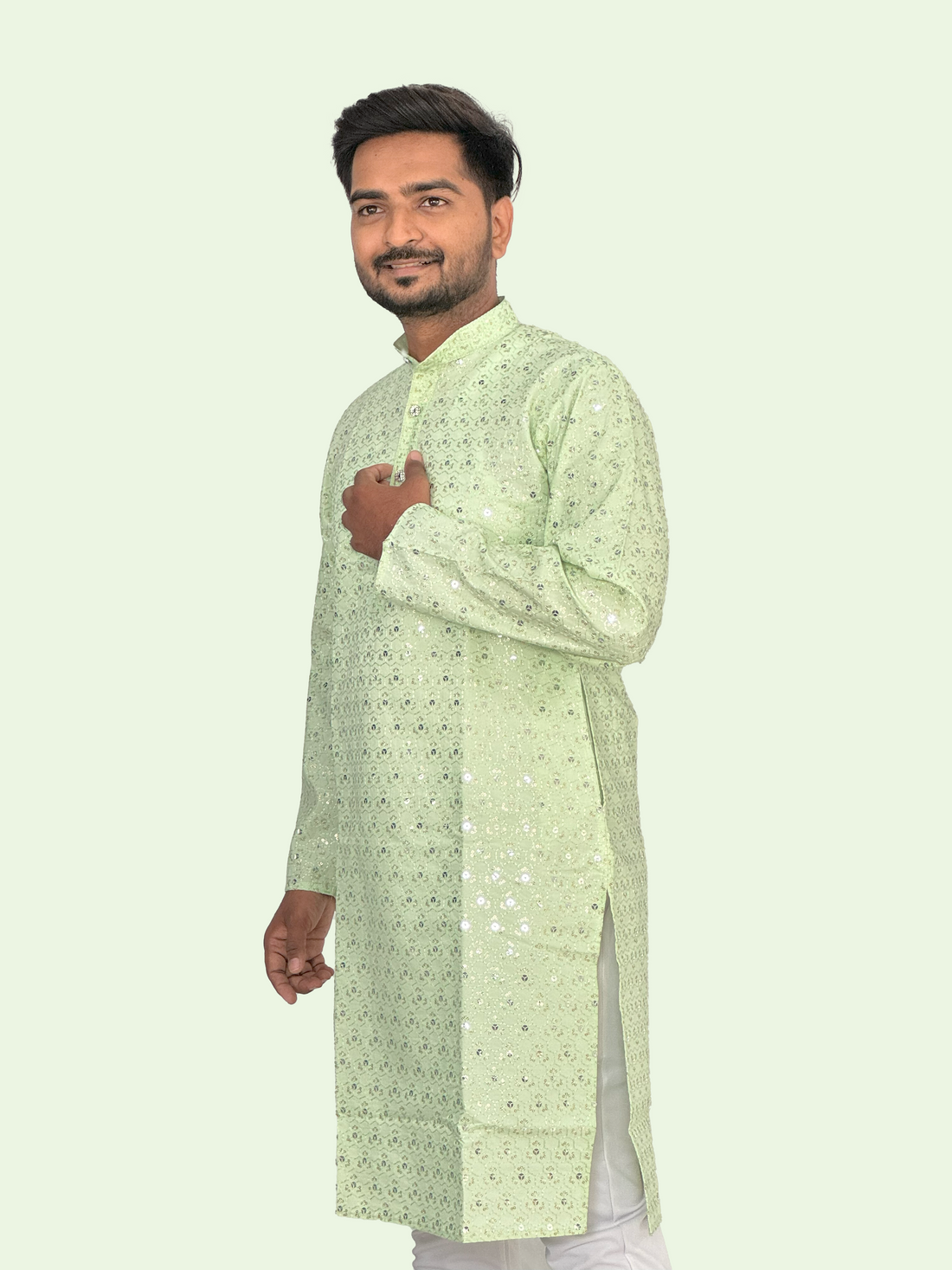 Floral Embroidered Sequence Cotton Kurta