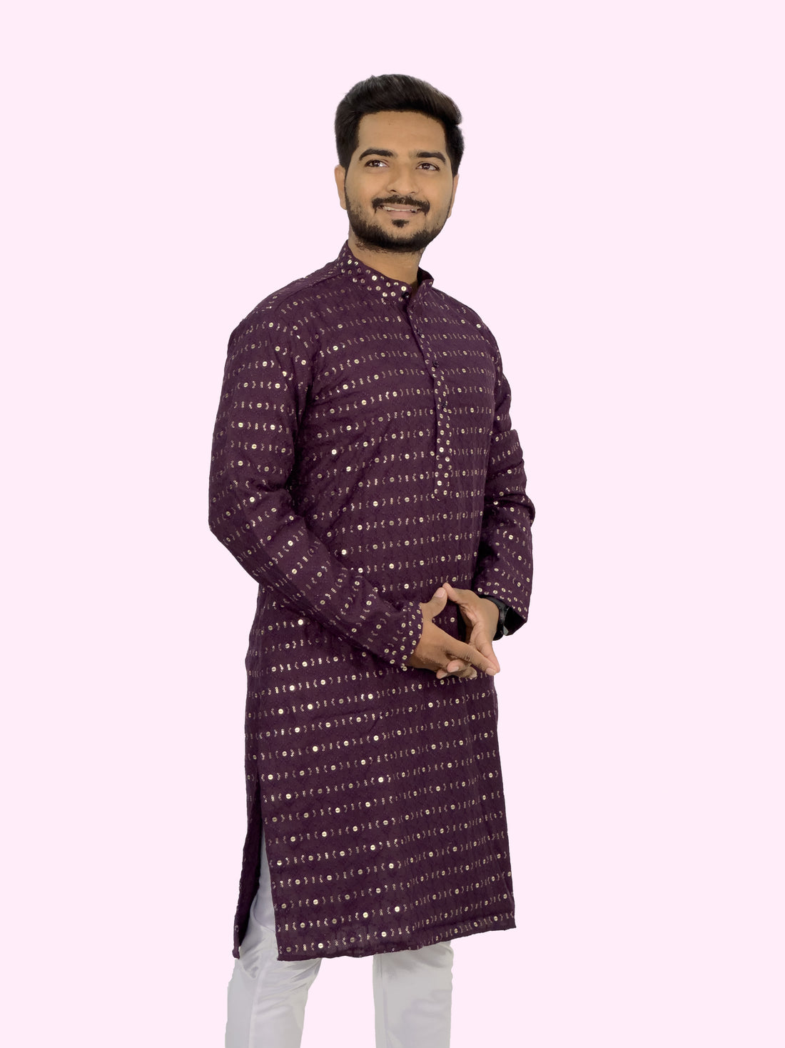 Embroidered Royal Linen Kurta