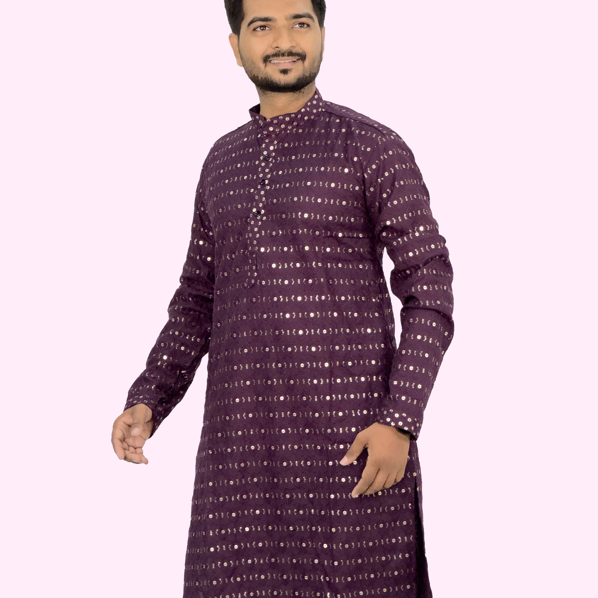 Embroidered Royal Linen Kurta