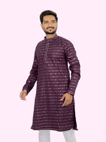 Embroidered Royal Linen Kurta