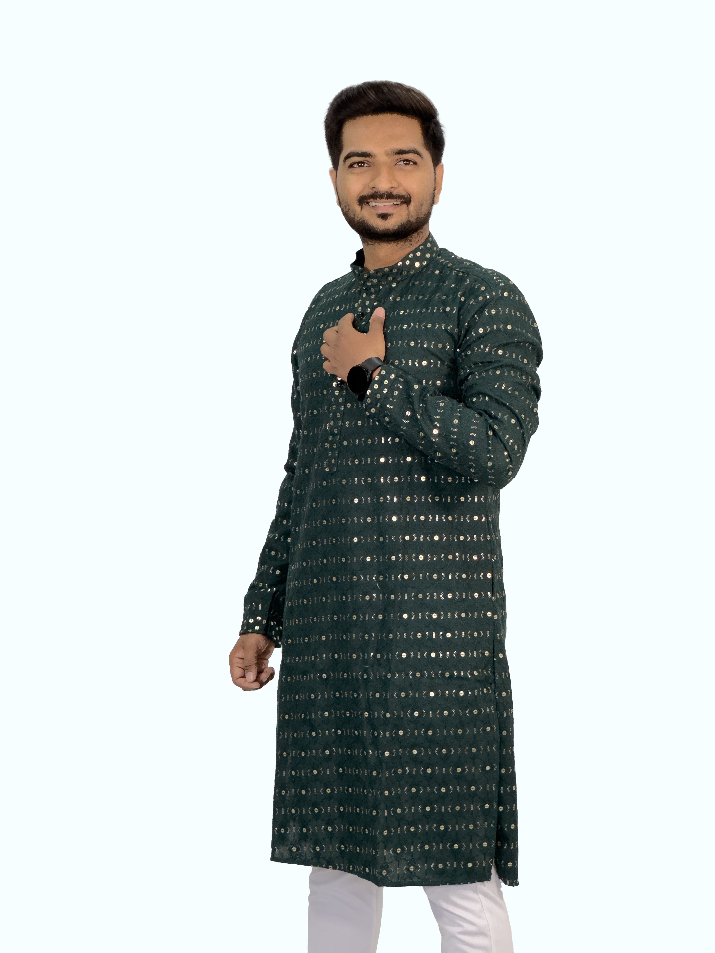 Embroidered Royal Linen Kurta