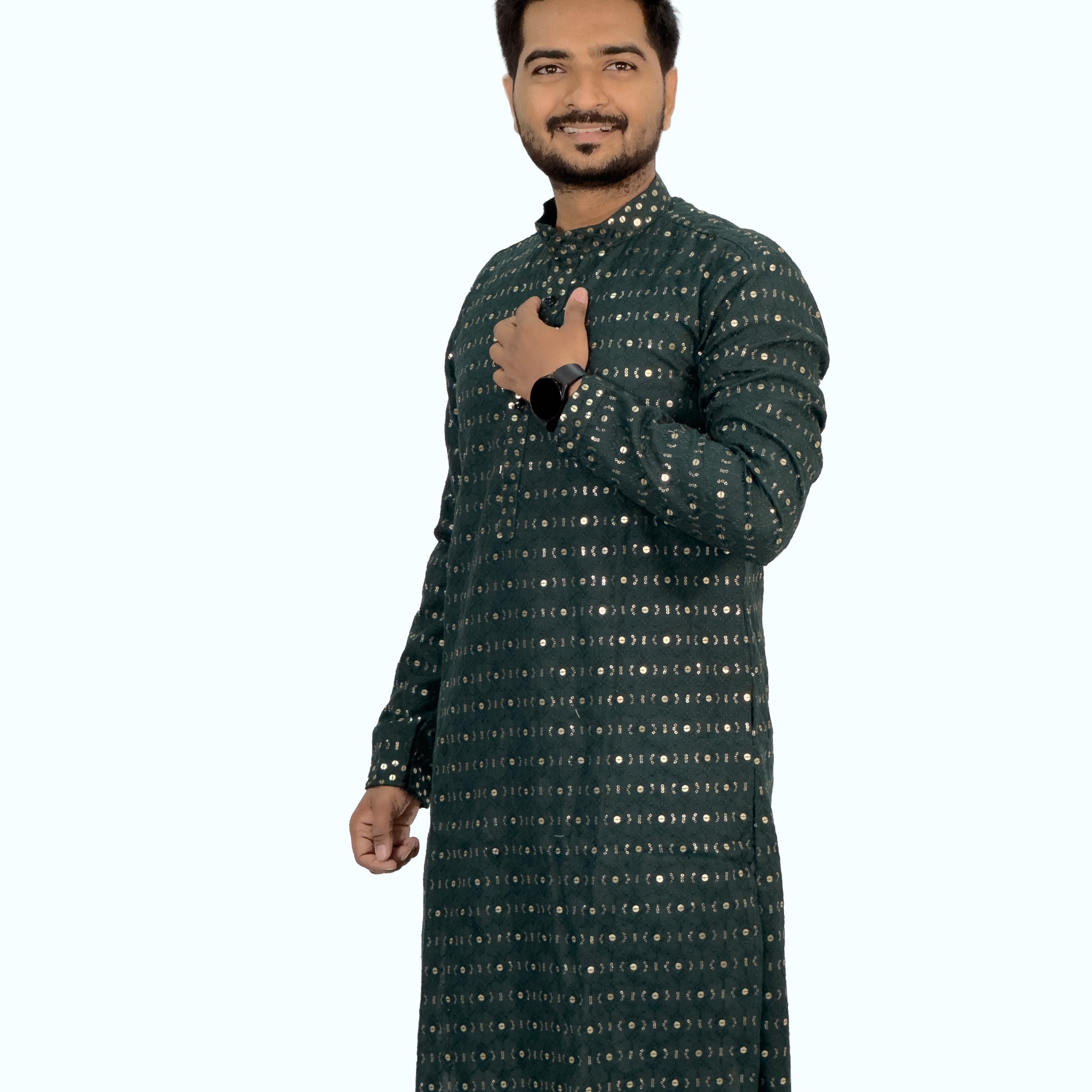 Embroidered Royal Linen Kurta