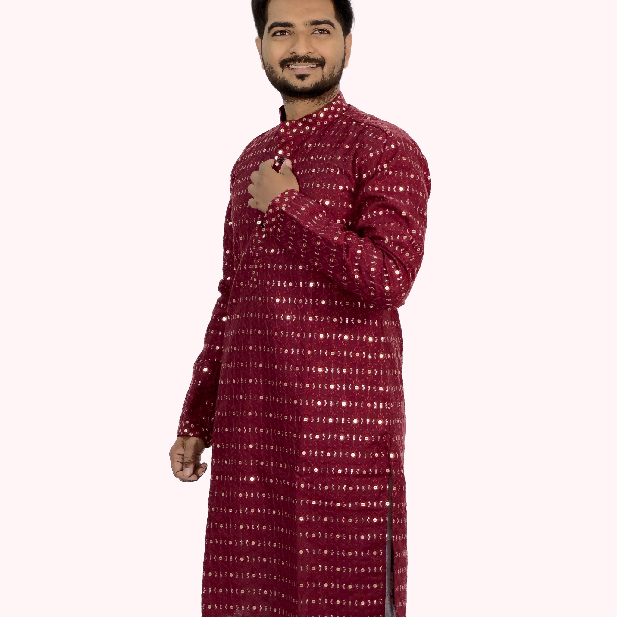 Embroidered Royal Linen Kurta