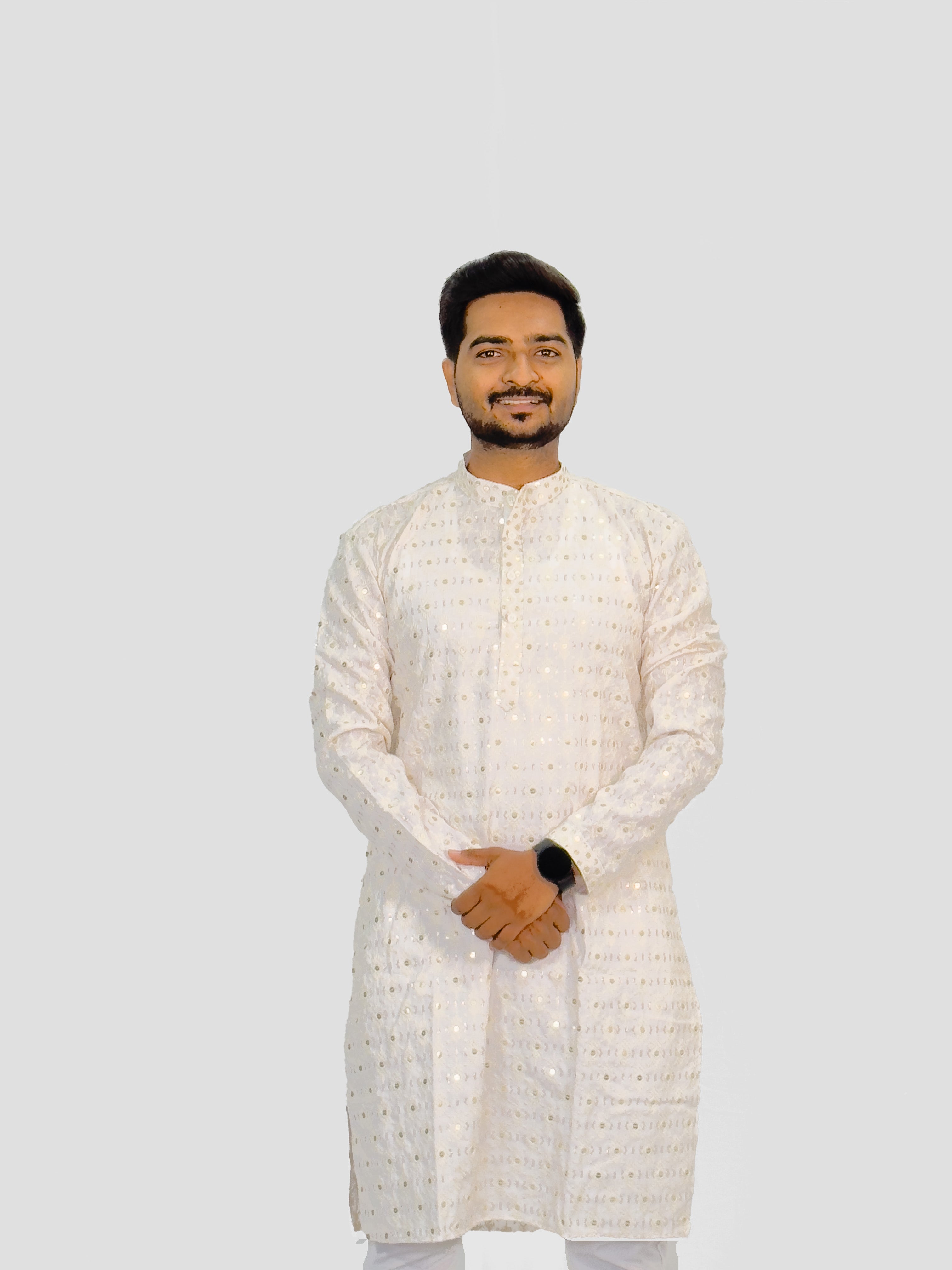 Embroidered Royal Linen Kurta