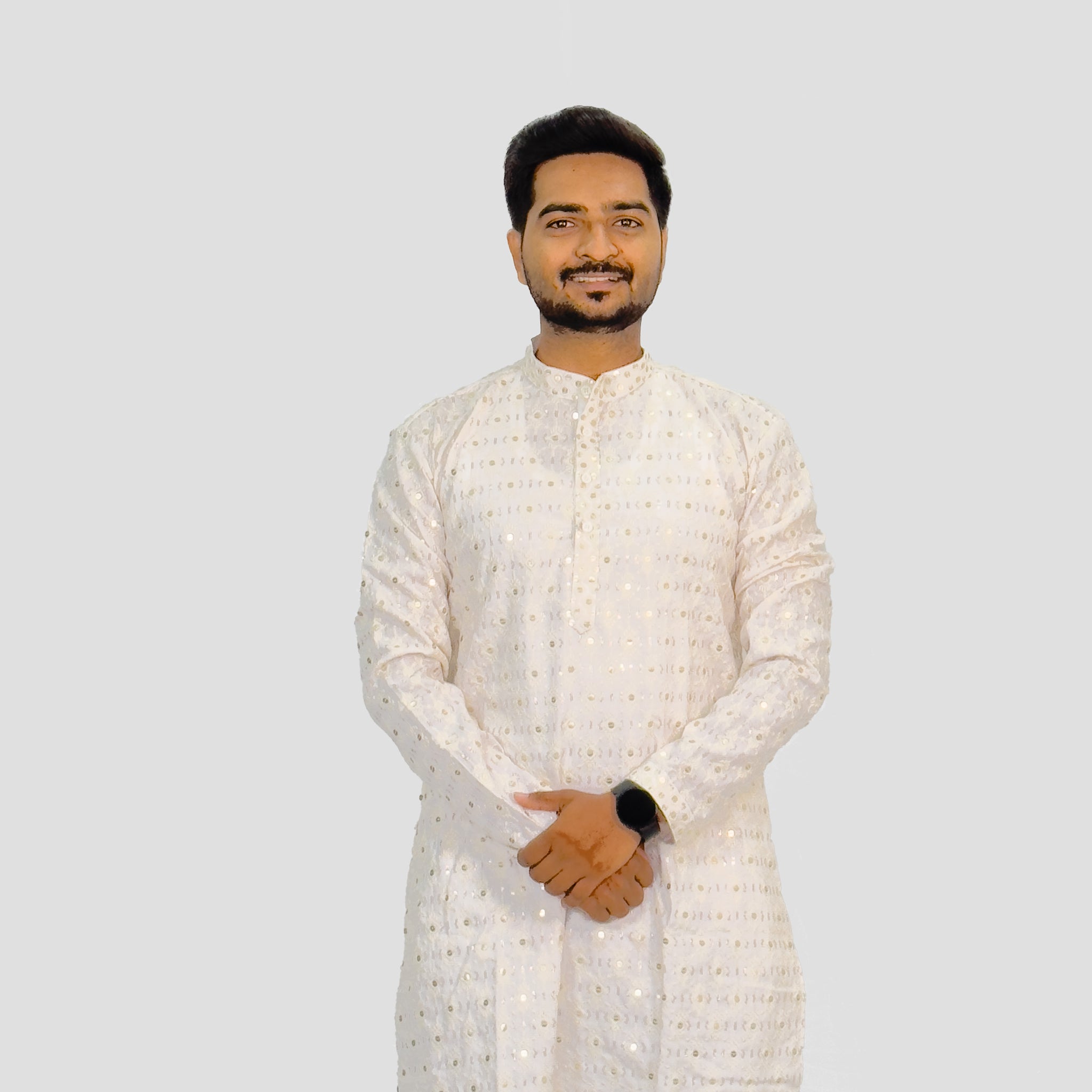 Embroidered Royal Linen Kurta