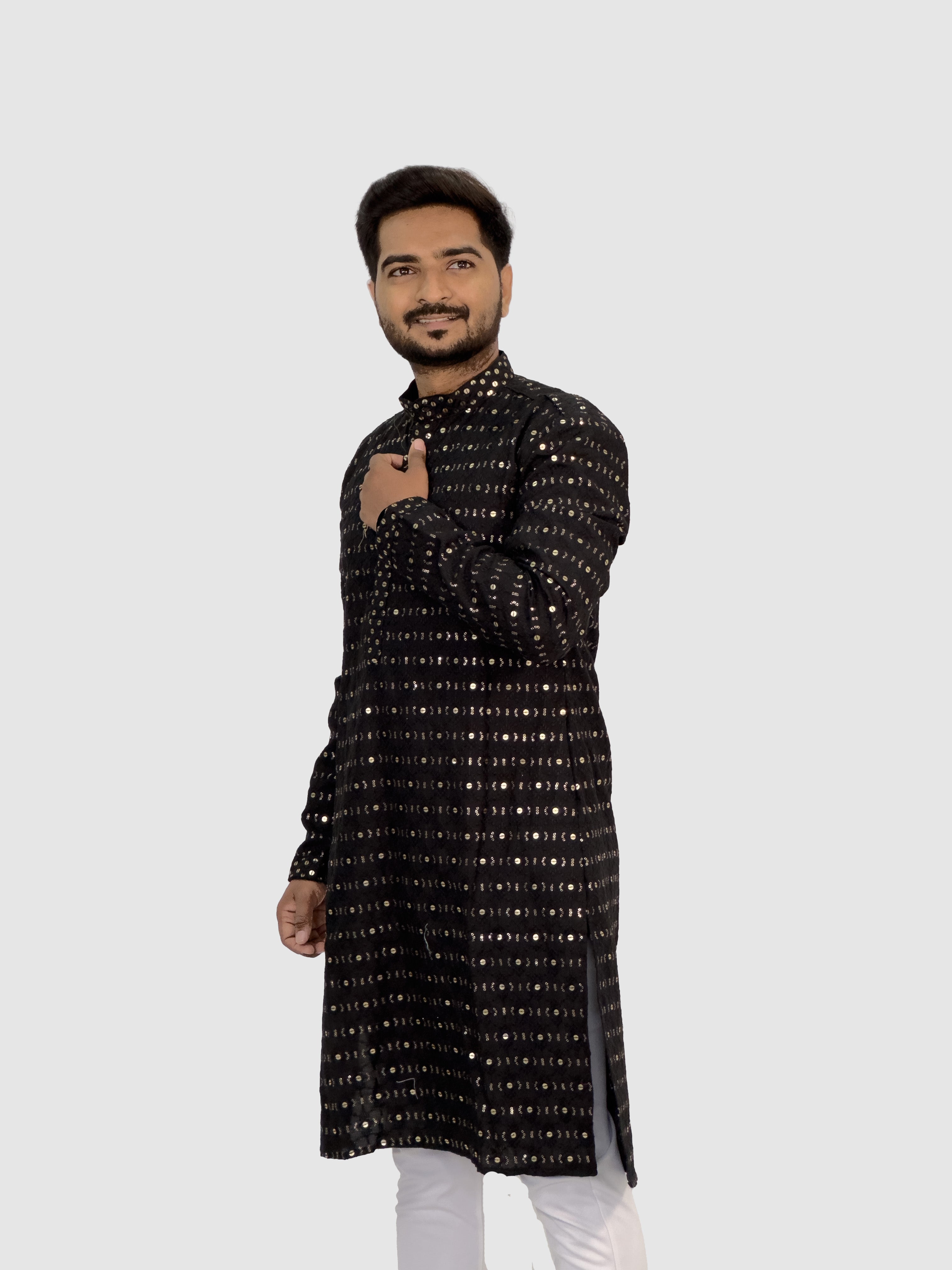 Embroidered Royal Linen Kurta