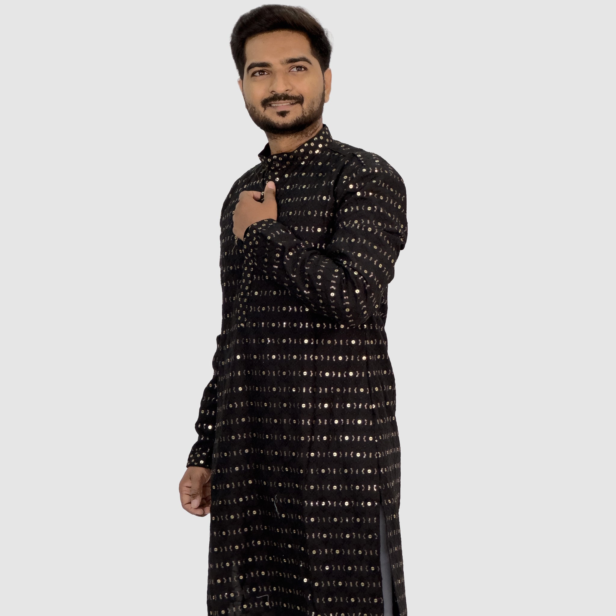 Embroidered Royal Linen Kurta