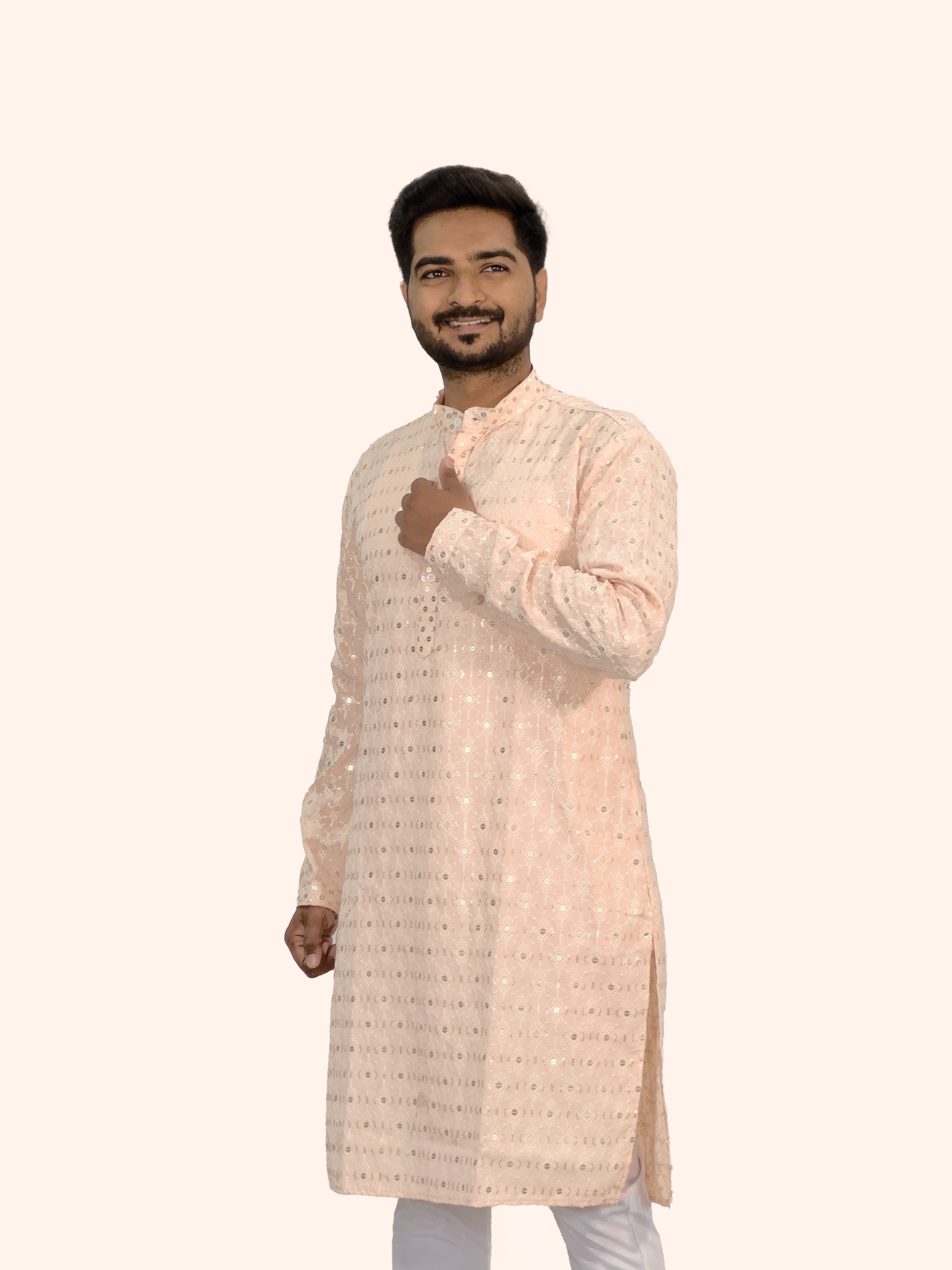 Embroidered Royal Linen Kurta