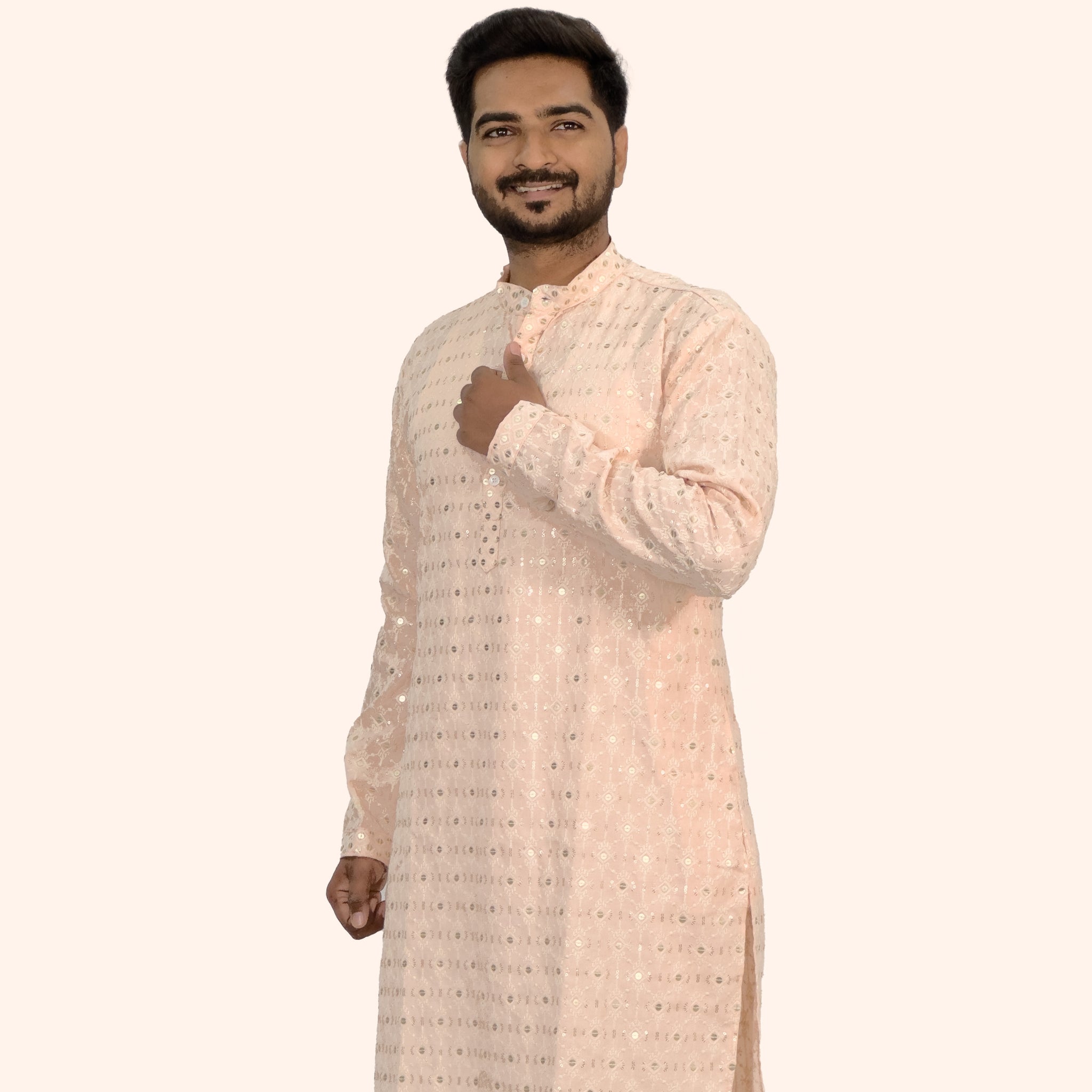 Embroidered Royal Linen Kurta