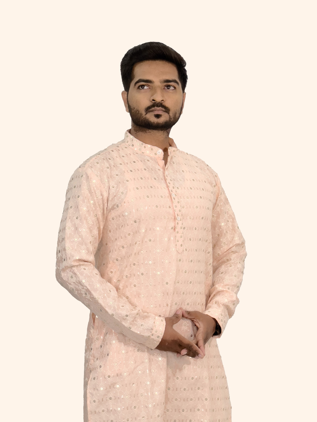 Embroidered Royal Linen Kurta