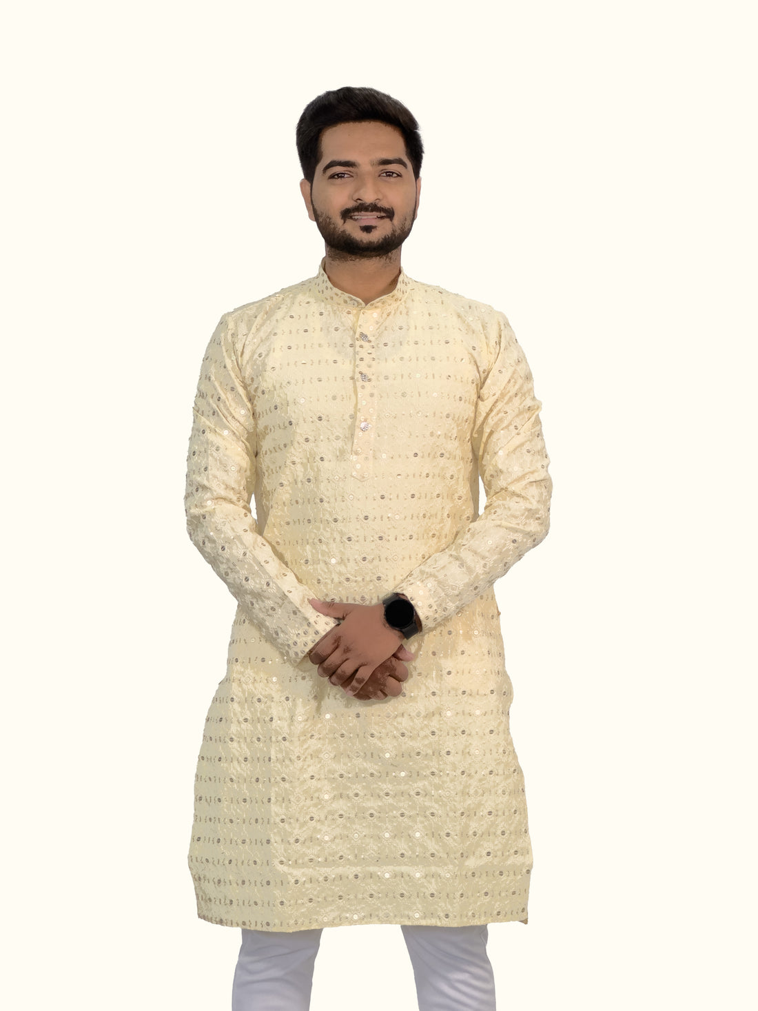 Embroidered Royal Linen Kurta