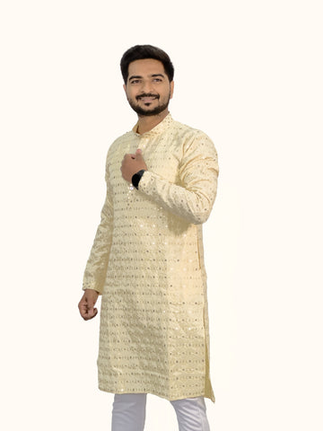 Embroidered Royal Linen Kurta