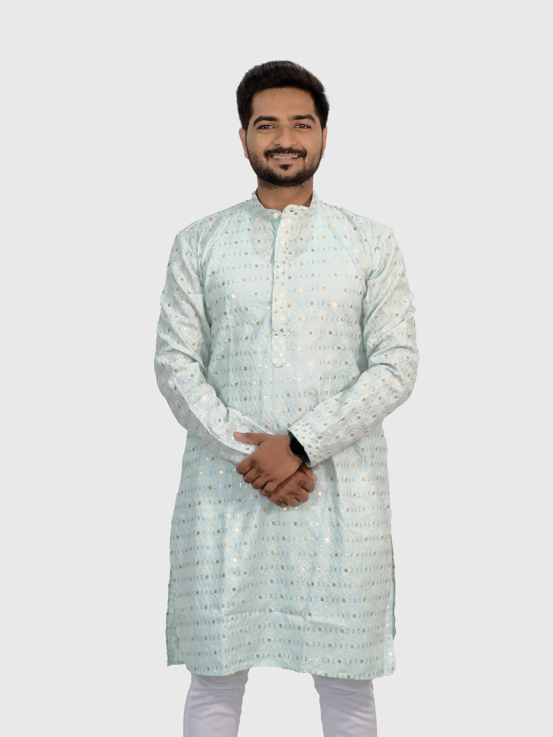 Embroidered Royal Linen Kurta