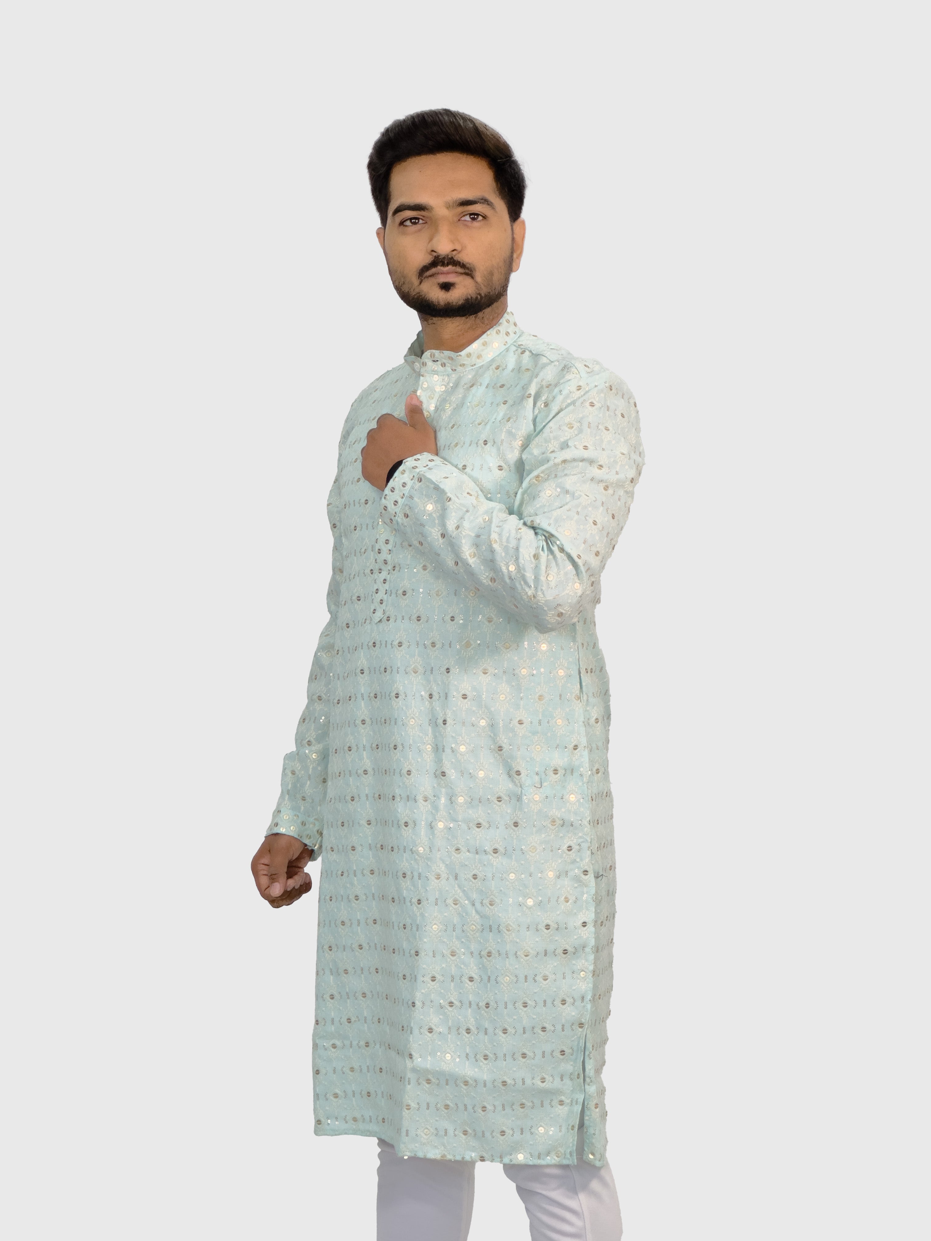 Embroidered Royal Linen Kurta