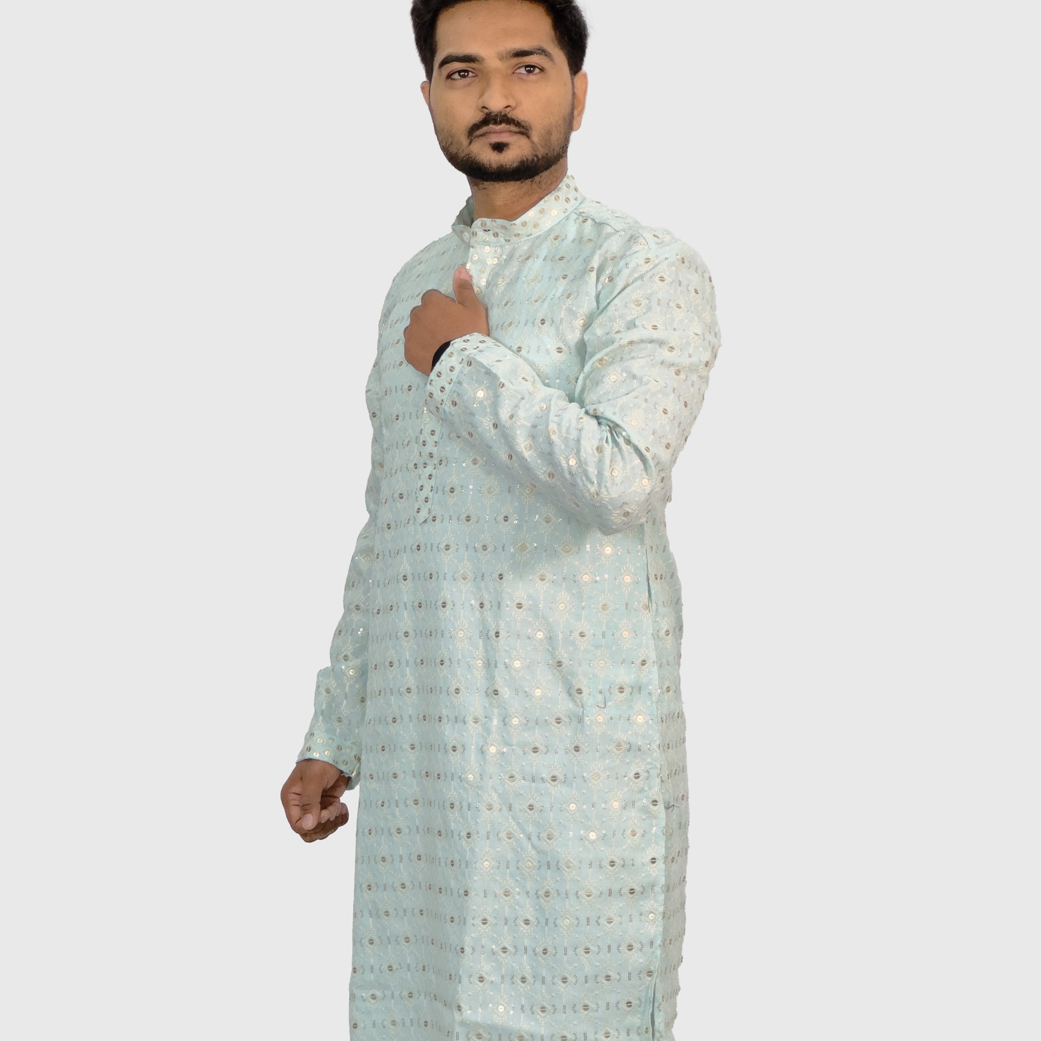 Embroidered Royal Linen Kurta