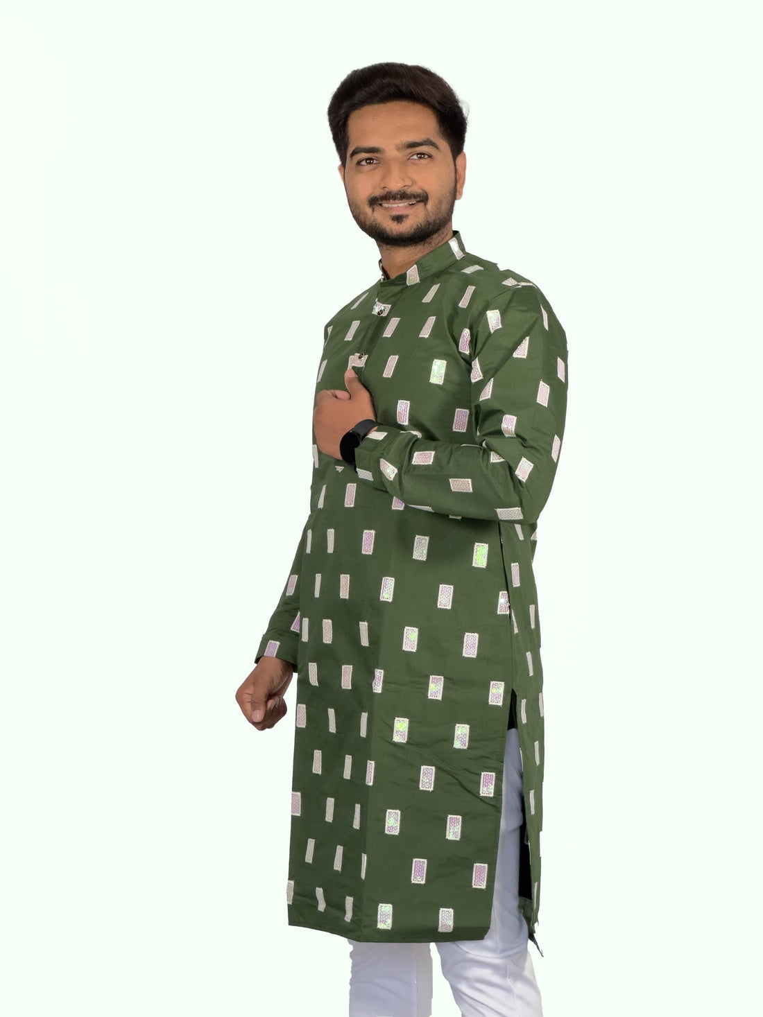 Elegant Embroidered Roman Silk Kurta