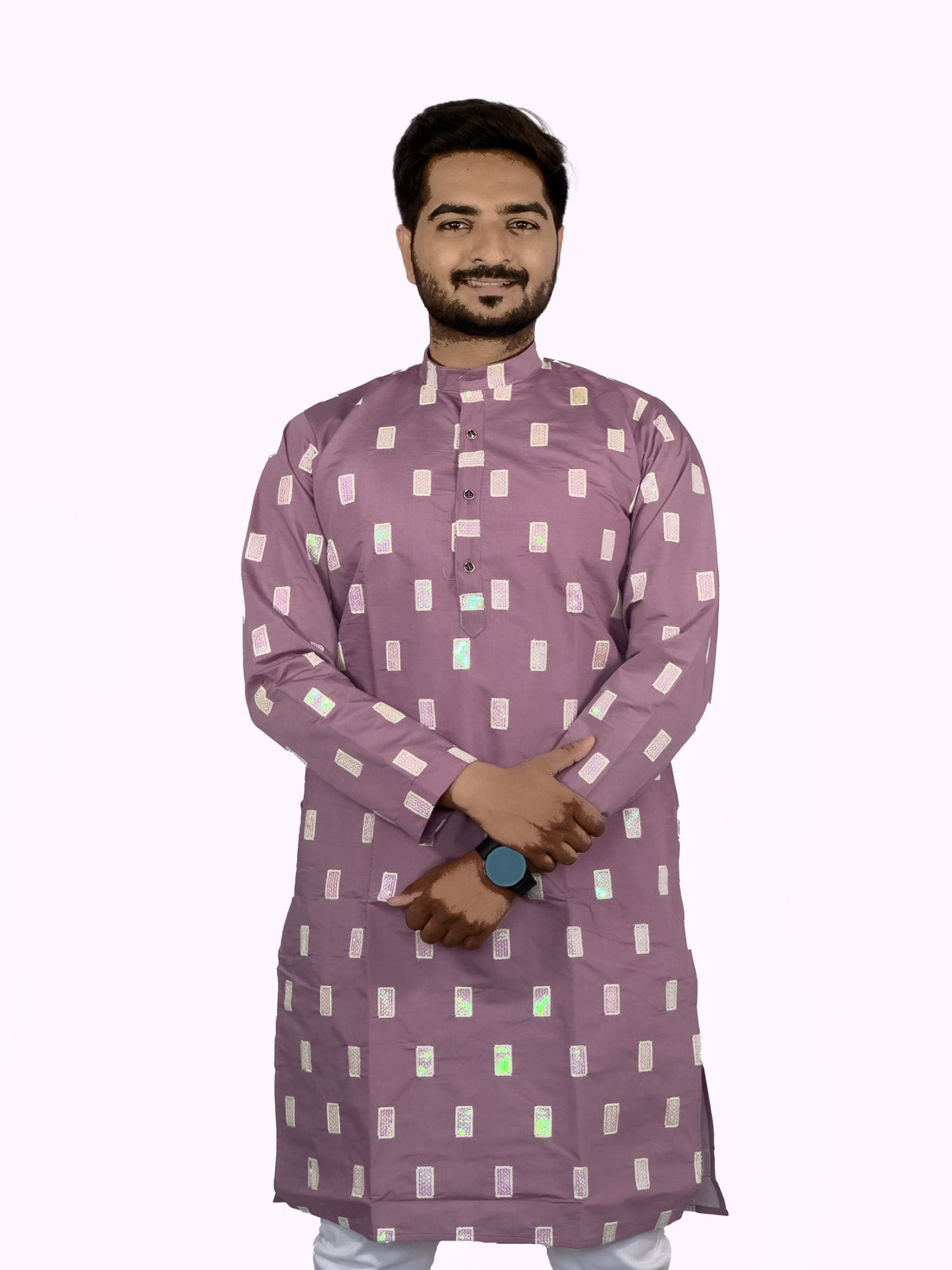 Elegant Embroidered Roman Silk Kurta