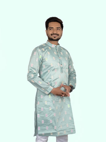 Elegant Embroidered Roman Silk Kurta