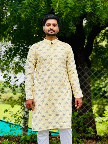 Embroidered Roman Silk Kurta