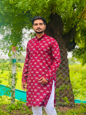 Embroidered Roman Silk Kurta