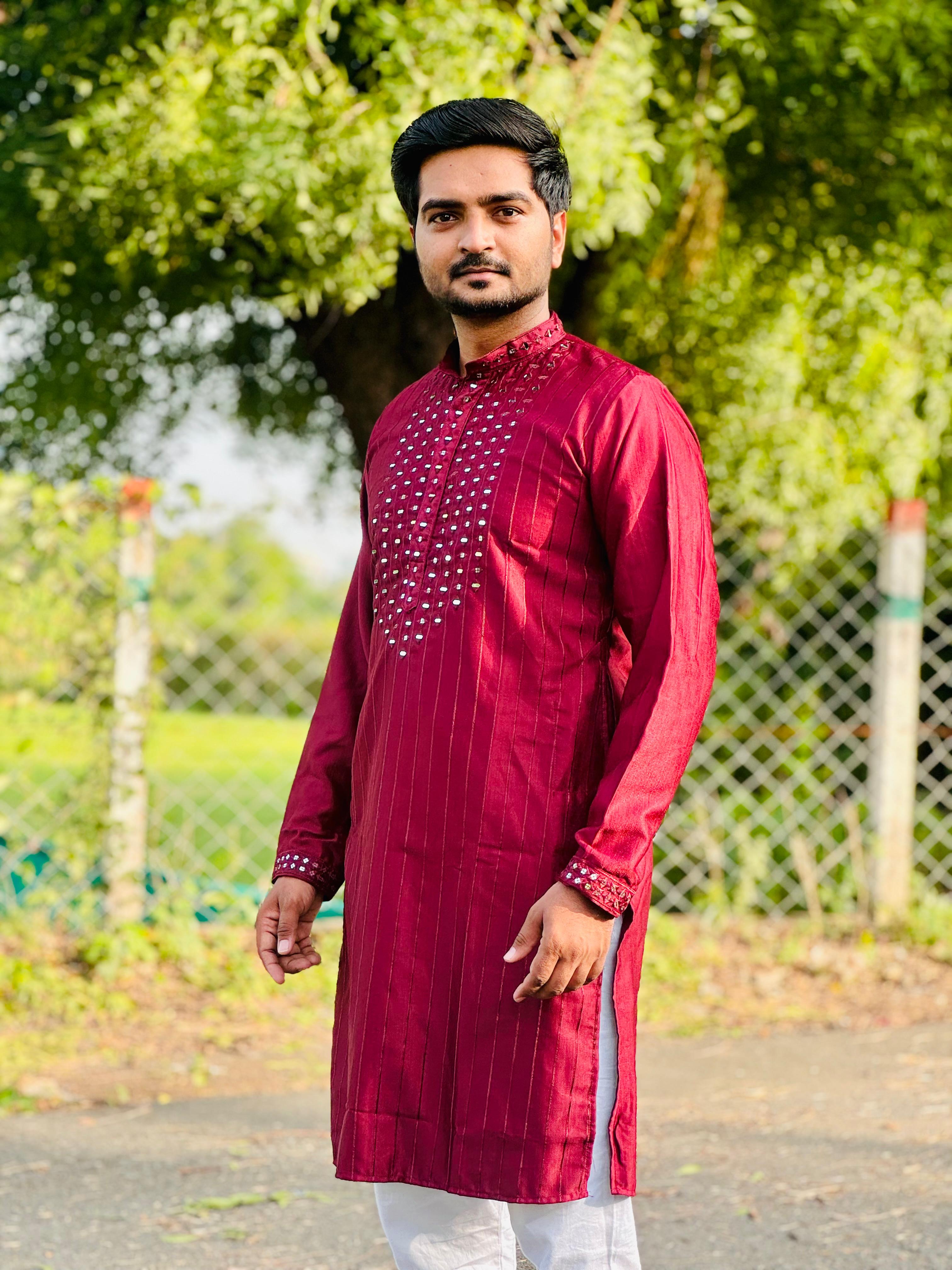 Neck Embroidered Rayon Kurta